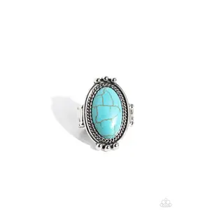 Lost in Sagebrush - Blue Turquoise Stone Silver Ring - Paparazzi