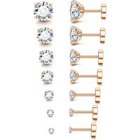 7Pairs, 2-8mm rose gold