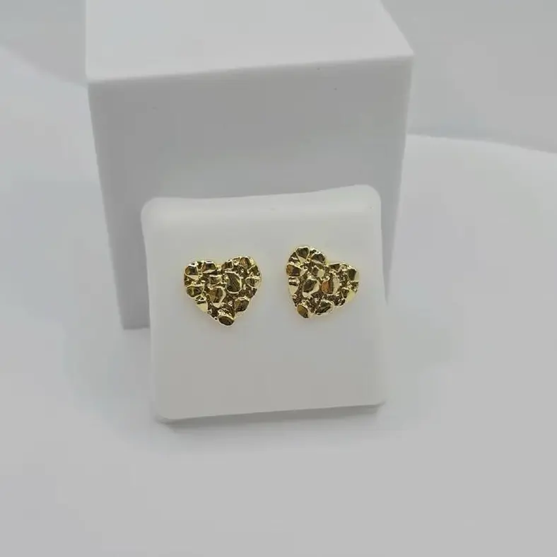 Gold Nugget Heart Earrings - Unisex