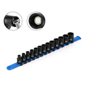 CASOMAN 13PCS 3/8"-Drive Magnetic Shallow Socket Set, 6-Point Metric, 7mm to 19mm, CR-MO Tools