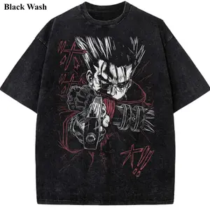Vash the Stampede Vintage Wash Tee, Trigun T-shirt, Anime Graphic Tees, Unisex Shirt, Anime Gift For Fan, Gym Workout Shirt, Menswear Womenswear Crew Neck Oversize Fit Heavy Cotton