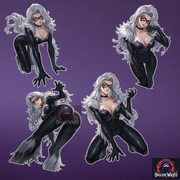 Black Cat Rivals Waifu Stickers 4 Pack