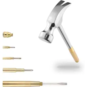 Small Metal Hammer 6 in 1 with Slotted/Flat  Phillips  Claw Hammer Manual, Portable Multifunction Tool Hammer ( )
