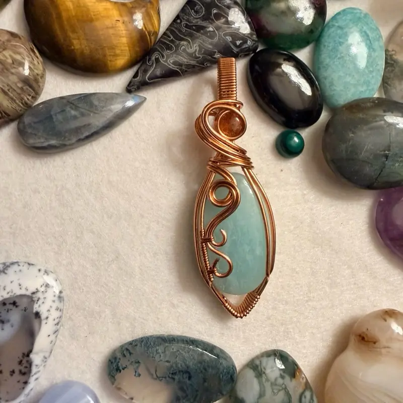 Amazonite and Sunstone pendant