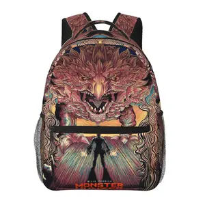 Monster Hunter backpack with large capacity — laptop backpack for daily commuting, business, and hiking; cartoon casual Monster Hunter merchandise travel daypack and school bag for kids, women, men, and gift giving.