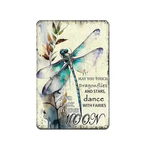 Funny Vintage Dragonfly Sign May You Touch Dragonflies Stars Dance With Fairies Home Kitchen Restaurant Cafes Bars Club Kitchen Garage Metal Wall Decor 8x12 In