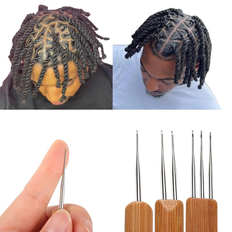 Single, Double, or Triple 0.5mm Crochet Dreadlock Tool with Bamboo Handle