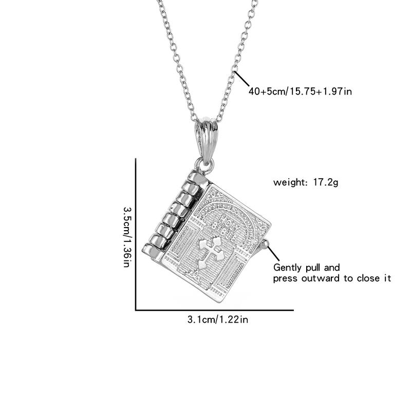 Retro prayer can open the Bible book cross necklace scripture versatile fashion personality creative pendant men and women gift Retro Openable Bible Cross Necklace