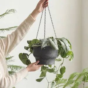 Bamworld Hanging Planters for Indoor Plants 9 Inch Plant Hanger Indoor Hanging Baskets for Plants Outdoor Hanging Plant Pot with Removable Drain Hole Hanging Plant Holder for Garden Home Porch Decor