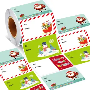 200pcs Christmas Gift Tags Stickers, 2x1.5 Inch Self-Adhesive Labels, Universal Decorative Stickers for Holiday Gifts Packaging