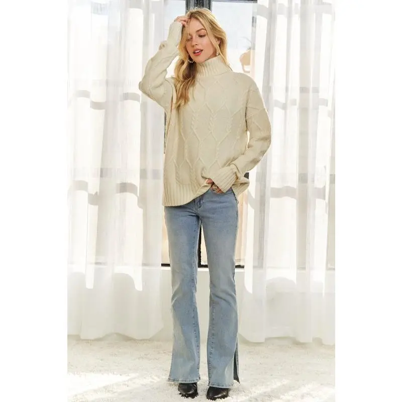 ADORA Braid Diamond Pattern Sweater