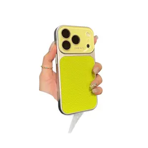 Instantly Enlarged Window Glass Lens Compatible with iP17pro max16/15 Phone Case 14/13 Lychee Leather