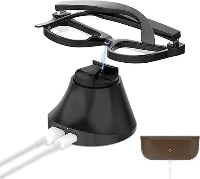 HiBloks Compact Durable Magnetic Charging Station with Port & Clip for Ray-Ban Meta Wayfarer/Skyler Gen 2 Wearable Smart Glasses, Fast Charging Dock with LED Indicator & Compatible Case,back to school,back to school haul