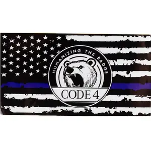 CODE 4 "Humanizing the Badge" Thin Blue Line Decal – Police Support Bumper Sticker for Cars & Trucks (Includes Free Red Card)