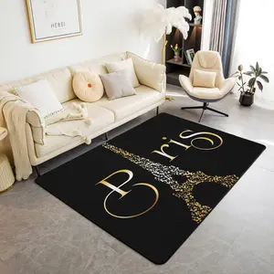 Feelyou Eiffel Tower Home Decor Rug - Vibrant Flannel Top, Non-Slip Paris-Themed Accent Runner for Living Rooms, Valentine's Decor