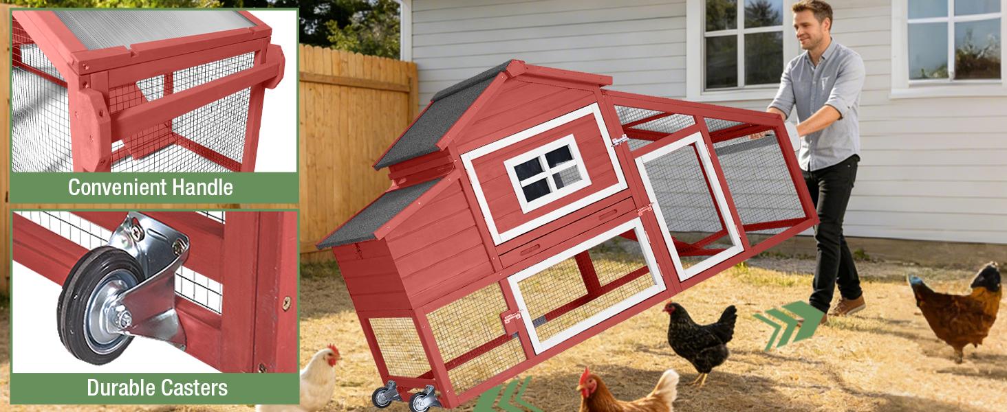 Aivituvin-AIR23R-Wooden Chicken Coop on Wheels for 2-3 Hens-Chicken Coop Aivituvin-AIR23R-Wooden Chicken Coop on Wheels for 2-3 Hens-Chicken Coop
