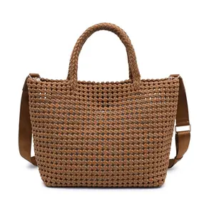WOVEN MEDIUM TOTE, SAND