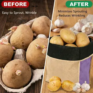 Potato Storage Bags with Side Zipper - Breathable & Light-Blocking Pantry Organizer | Keeps Veggies Fresh Longer, Heavy Duty Vegetable Storage Container for Kitchen