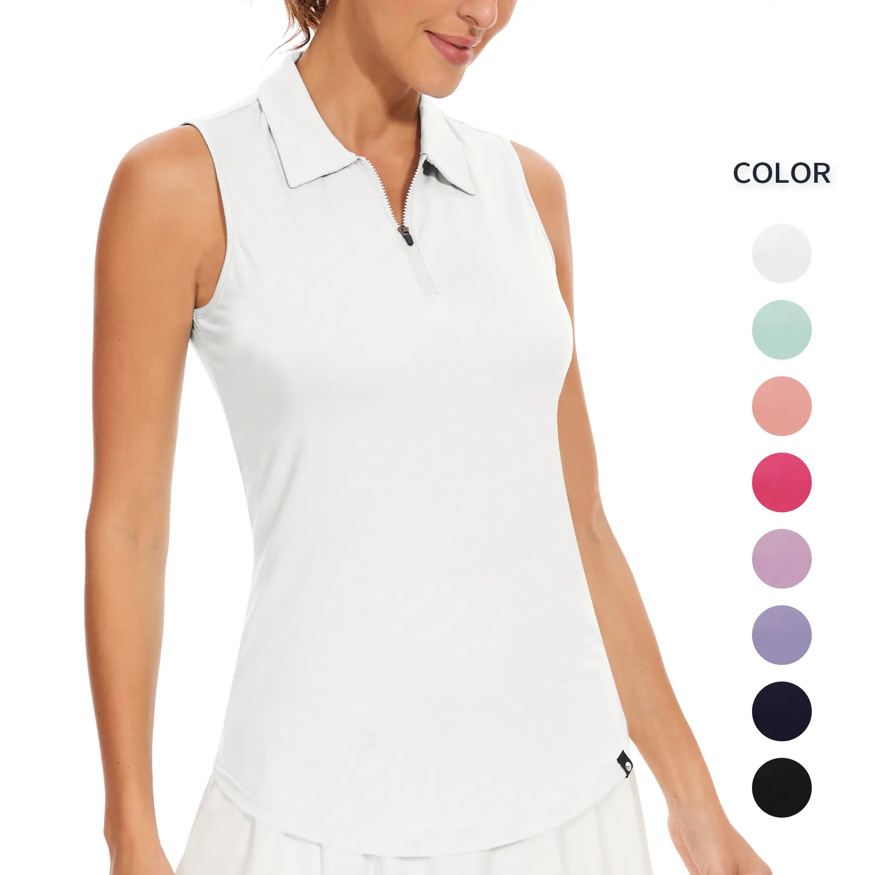 Soneven Women's Sleeveless Golf Polo Top — Lightweight Breathable Athletic Tank, Solid Casual Tee for Golf, Tennis, Pickleball, Training, Court & Everyday Wear