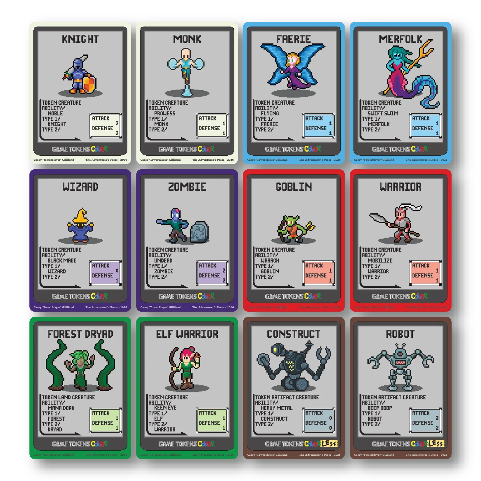 "Game Tokens Color(less)" Token Pack - 12 Tokens for Magic the Gathering