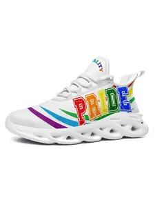 Pride Month Wide Fit Casual Sports Sneakers for Men, Creative Lgbt Rainbow Stripe Design, Non-Slip Durable Sole for Running & Gym, Workout Sneakers