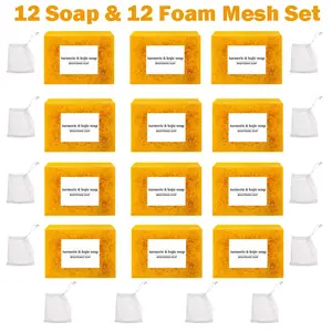 12 PCS Lemon Turmeric KojicAcid Soap, Turmeric & Kojic Acid Brightening Soap, DarkSpot Remover, Kojic Acid Soap, Soap Body CareBody Wash Lemon Flawless Organic