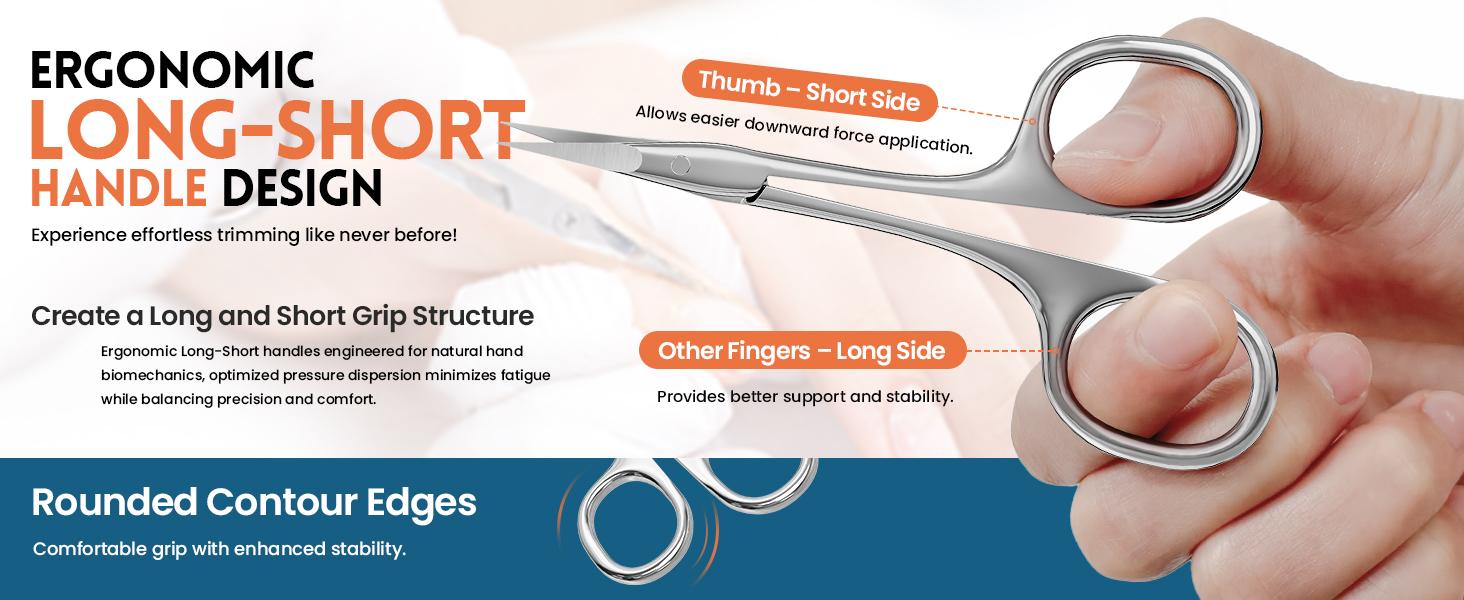 THRAU Right/Left-Handed Scissors – Surgical Grade Stainless Steel with Sharp Curved Tip for Cuticles, Nails, Eyebrows, Eyelashes, Nose Hair & Beard – Ideal for Manicure & Precise Grooming THRAU Right/Left-Handed Scissors – Surgical Grade Stainless Steel with Sharp Curved Tip for Cuticles, Nails, Eyebrows, Eyelashes, Nose Hair & Beard – Ideal for Manicure & Precise Grooming