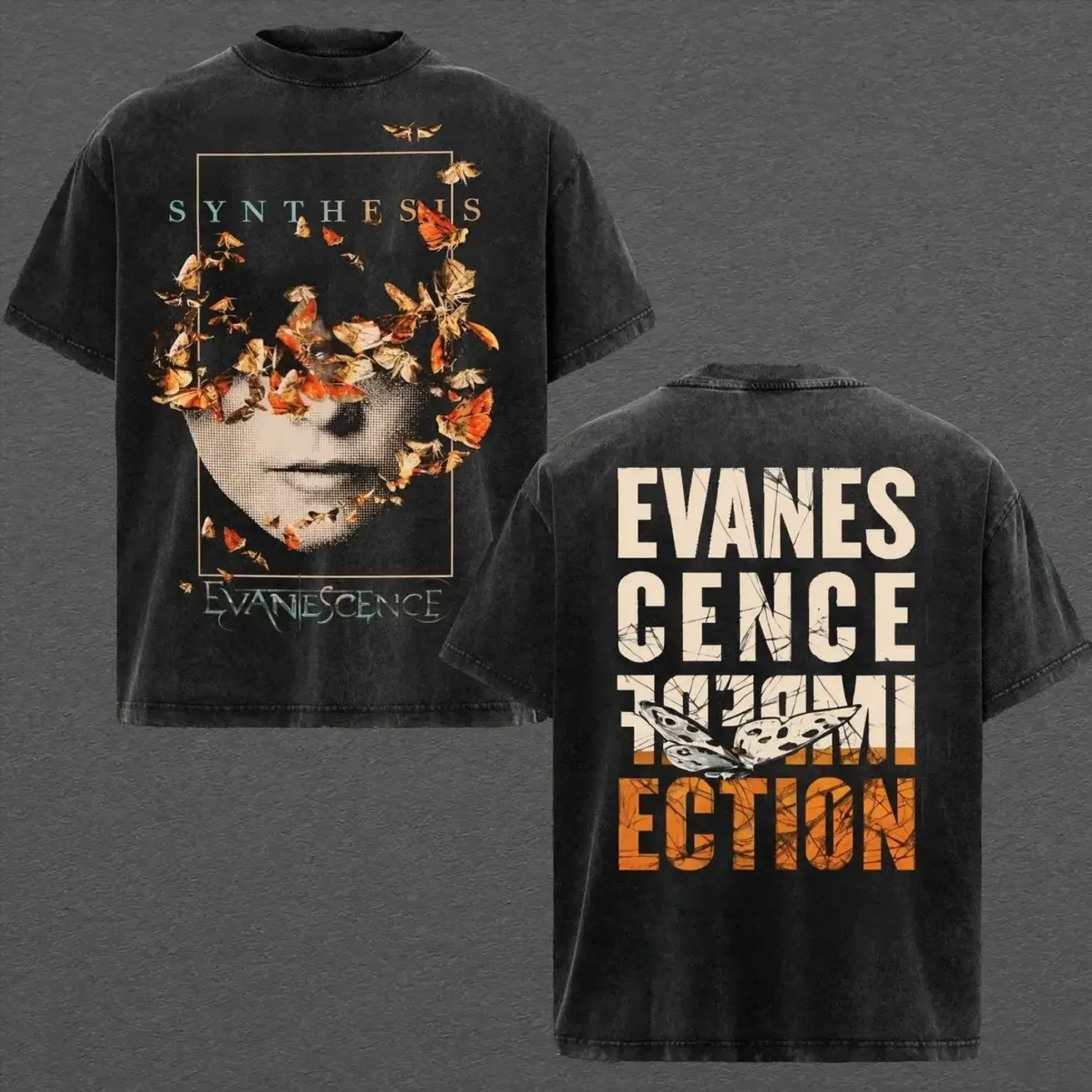 Evanescence Synthesis Washed T-Shirt, Vintage Evanescence Band Heavy Cotton Graphic Tee , alternative band merch, trending t-shirt, Hoodie, 90s graphic tee, vintage graphic tee, grunge aesthetic shirt, classic rock merch LJX