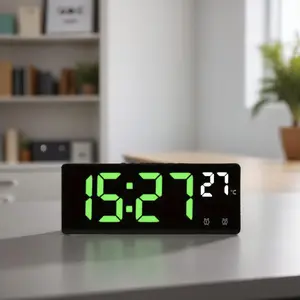 LED Digital Clock, Led Alarm Clock, 1 Count Desktop Electronic Clock with Temperature Display, Adjustable Brightness Clock for Home Office, Decor