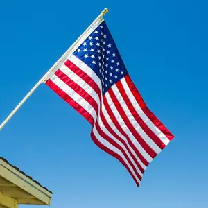 American Flag: 3x5 FT US Flag - 100% Made in USA. Embroidered Stars, Sewn Stripes and Brass Grommets. Fade Resistant, Heavy Duty, Long Lasting Nylon for Outdoor Durability.