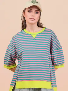 Oversized Stripe Casual Knit Top for Womenswear - Comfortable and Stylish
