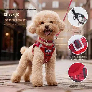 Pet Harness and Leash 3-Piece Set for Cats and Dogs, Adjustable Vest Style with Reflective and Breathable Material, Anti-Pull Design for Comfortable Walking, Durable Reflective Harness, Puppy Harness and Leash