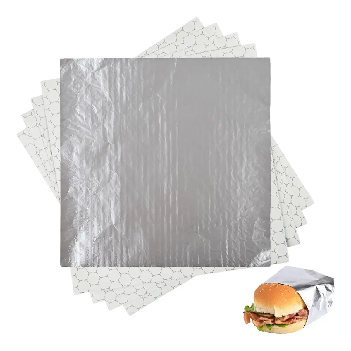 50PCS Insulated Foil Sandwich Wrap Sheets 12x12 – Greaseproof Food Wrapping Paper