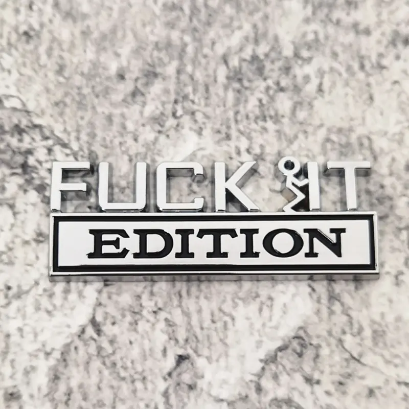 Funny Attitude Edition 3D Metal Car Emblem, Zinc Alloy Self-Adhesive Badge, Universal Auto Truck SUV Exterior Decor Sticker