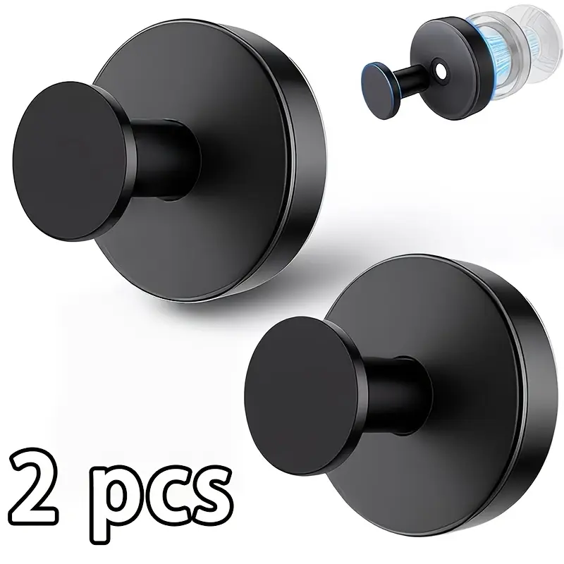 【Very Wa】2 Units Stainless Steel Waterproof Suction Cup Hooks - Hanging Support for Indoor Use on Smooth Surfaces (Shower, Kitchen, Glass Door), Holds Up to 15 lbs, Ideal for Loofah, Towel, Coat, Bath Robe, Christmas Gift Home Bathroom Accessory