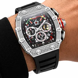ONOLA 6827Q Luxury Sport Watch - Bold 43mm Square Dial, Quartz Movement, Water-Resistant, Diamond Accents, Ideal for Men's Daily Wear & Workouts, Modern & Durable Design