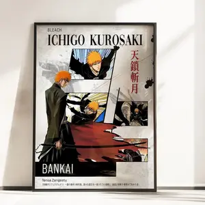 Ichigo Kurosaki Bankai Art Print Bleach Anime Manga Panel Wall Art All Sizes - No Frame