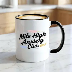 Mile High Anxiety Club Mug, Funny Flying Fear Coffee Cup, Travel Anxiety Mug, Scared of Flying Humor Mug, Airplane Joke Cup, Funny Travel Gift