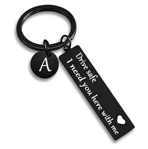 Drive Safe Keychain for Boyfriend Unique Letter Design Valentine's Day Anniversary Birthday Gift High Quality Stainless Steel Keychain Pendant