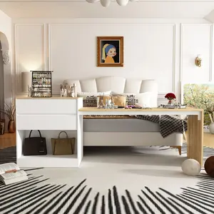 FUFU&GAGA Kitchen Island, Kitchen Table With 2 Drawers And Storage Cabinet For Kithchen And Dining Room
