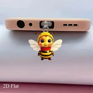 2D Flat Acrylic Bee Charger Port Decor for iPhone & iPad, Anti-Dust Charging Port Cover for Android Devices, Fun Design for Daily Use, Durable, Dust Protection, Fun Aesthetic