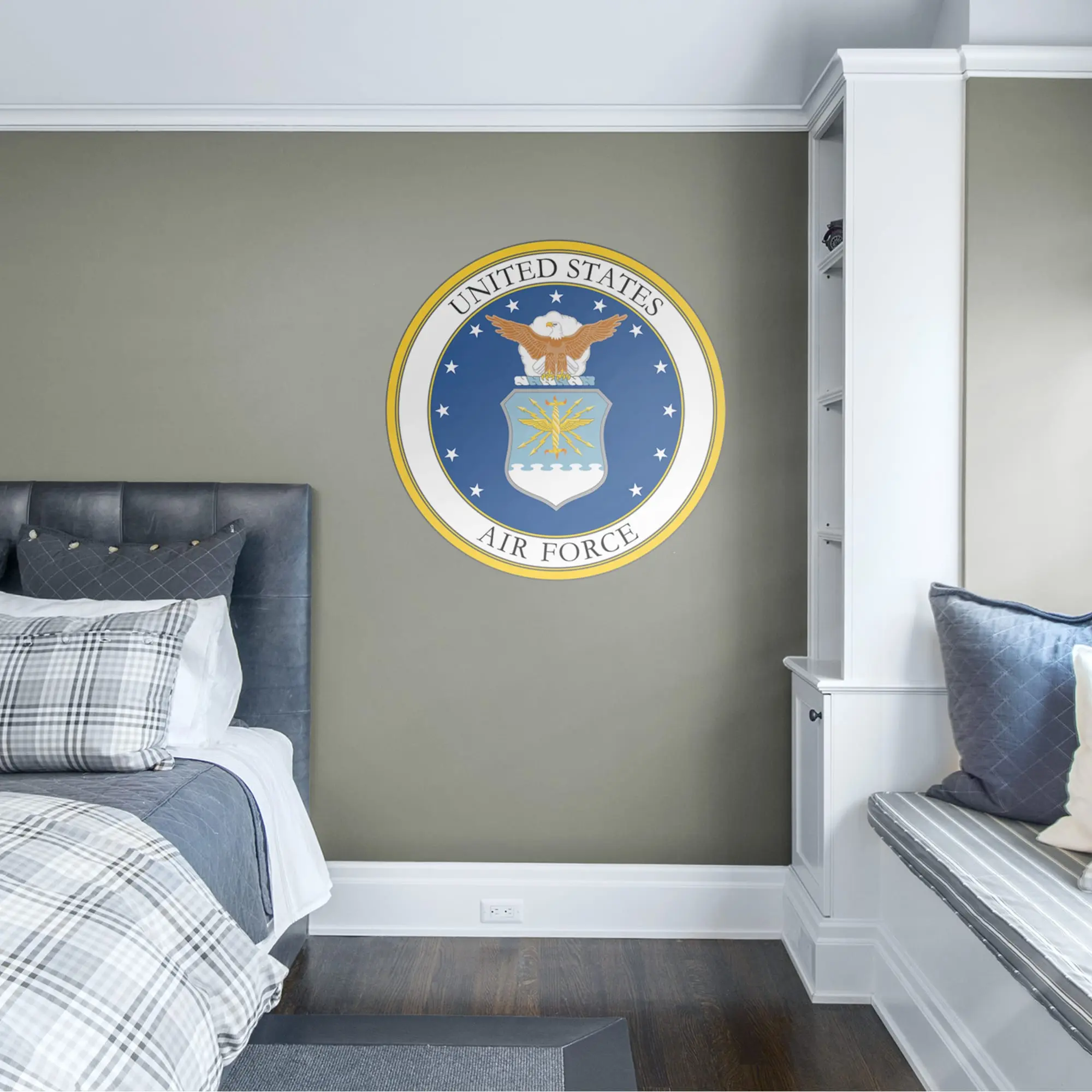 Officially Licensed United States Air Force Seal Decorative Vinyl Decal - Removable Wall Sticker with American Eagle Head for Home Decor, Room Decor, Living Room