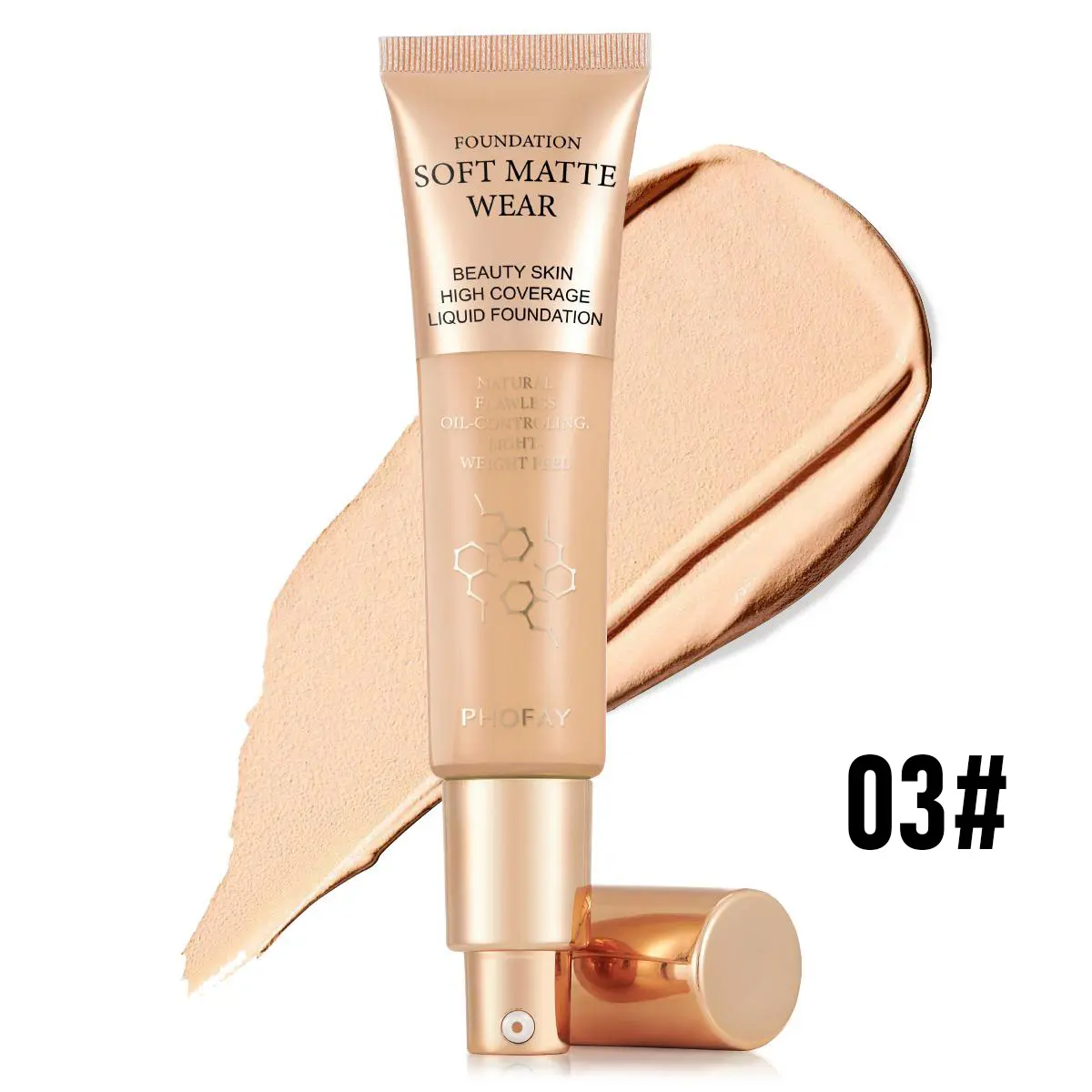 PHOFAY Hydrating Liquid Foundation, Soft Matte Wear Long Lasting Foundation, Lightweight Makeup and Semi Matte, Oil Controlling and Full Coverage, Waterproof and Light Facial Tinted Foundation Cosmetic