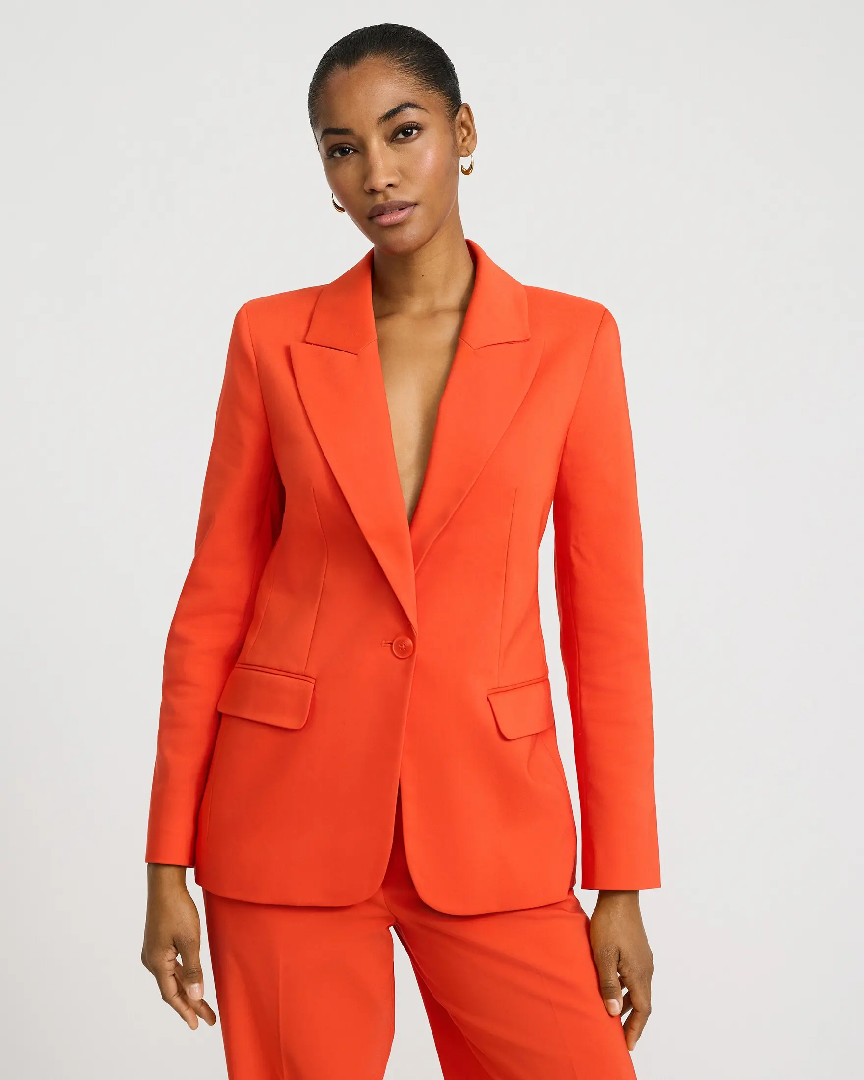 Express Stretch Cotton Long Slim Blazer