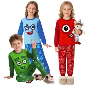 Numberblocks Red  Blue Green Long Sleeve T-Shirts and Pants Pajamas Sets Kids Toddler Halloween Christmas Gift Girls Boys Cartoon Causal Wear Daily Home Clothing