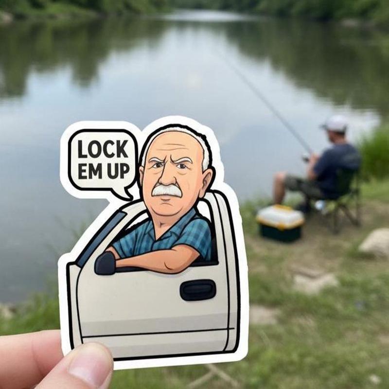 Lock Em Up Tractor Sticker, Trey Permission Funny Fishing Decal, Angry ...