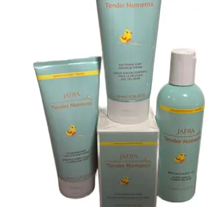 Jafra Tender Moments Fresh Blue Shampoo, Oil, Cologne, Cream - Elegant Fragrance Set for a Refreshing Lather Body Care Comfort Aroma Hydrating