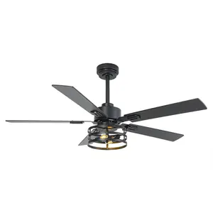 VACZON 60" Matte Black Downrod Mount LED Ceiling Fan for Modern Dining Room & Living Room Decor