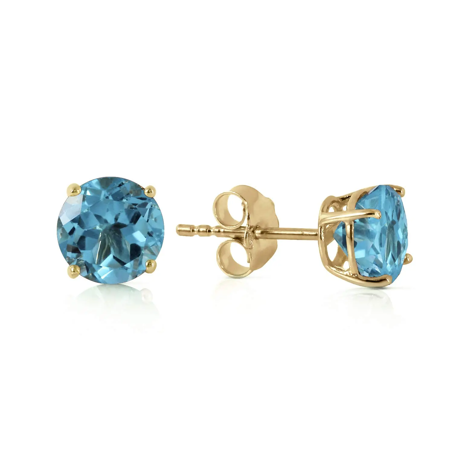 14k Solid Yellow Gold Petite Natural 0.95 Carat Blue Topaz Stud Earrings ?
