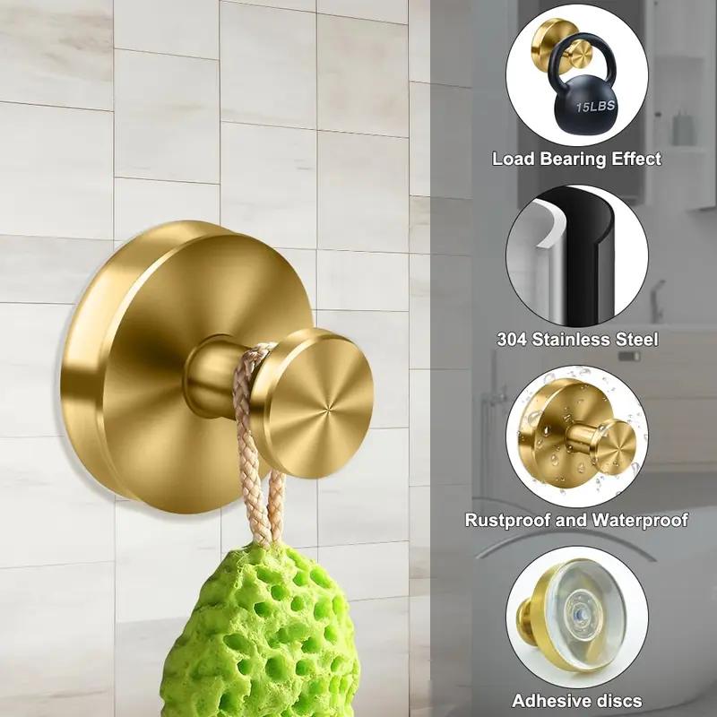 Suction Cup Hooks for Shower and Bathroom Use 304 Stainless Steel No-Drill Installation 15 lbs Capacity Matte Black Design for Glass Mirrors Tiles